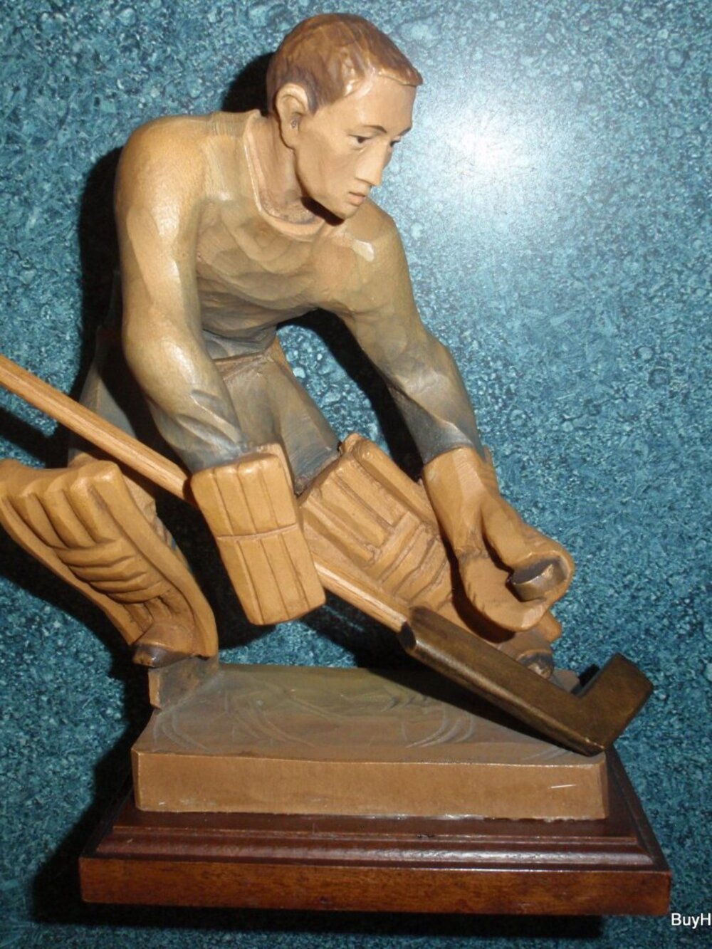 "Ice Hockey Goalie" Anri Wood Carving 6.5" Figurine #52355 - NHL VERY RARE GIFT!